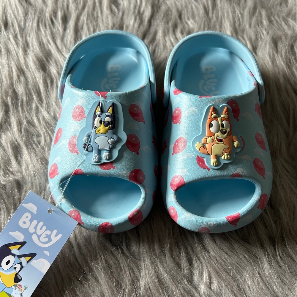 Bluey Ground Up Sandals‎ Toddler Boys Size 9-10 Blue Slip On Shoes Open Toe